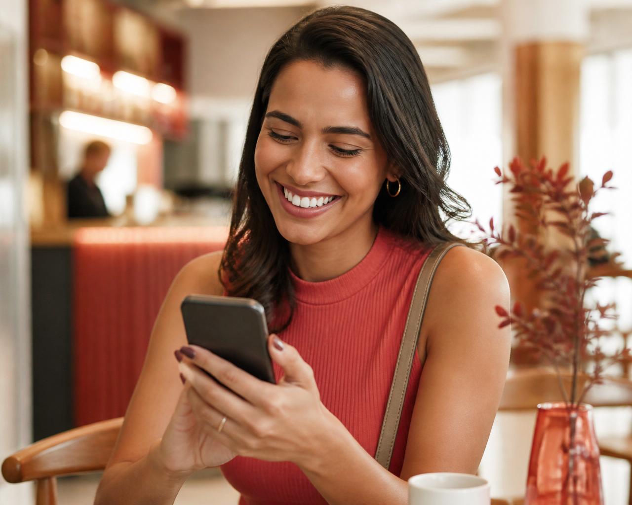 Cliente sorrindo ao receber cashback no aplicativo VeOfertas
